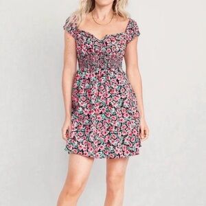 Old Navy Waist-Defined Floral Mini Dress
